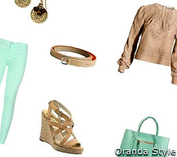 Skinny Jeans und Mint Green Bag Outfit Kombination