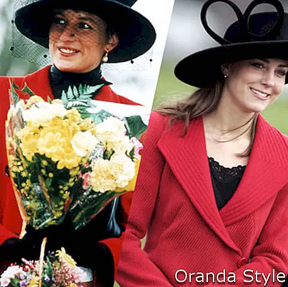 Lady Diana und Kate Middleton rote Mäntel