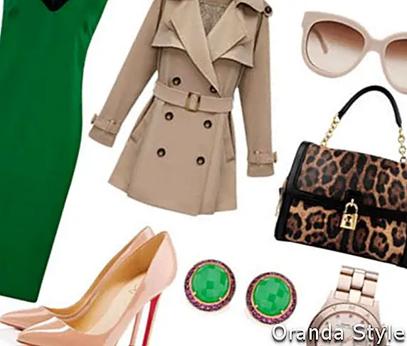 smaragdgrünes Kleid Business Outfit Kombination