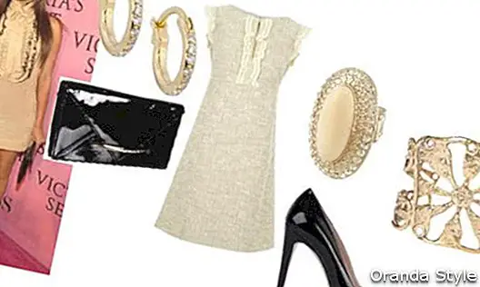 Eva Longoria fényes ruha ruházati kombinációja