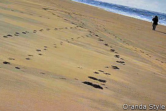 Strand mit Fußspuren