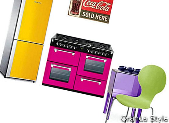 Samba Yellow Combi Kühlschrank und andere Küchenutensilien