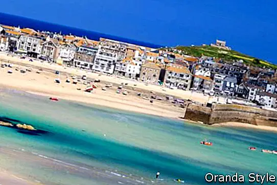 Ansicht, die Porthminster-Strand St. Ives Cornwall England Großbritannien übersieht