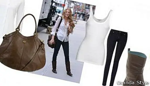 Blake Lively Jeans Skinny Combination Outfit