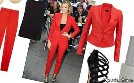 Blake Lively rdeča kombinacija obleke