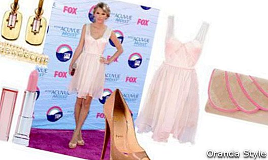 Mīksta rožu kleita Taylor Swift apģērba kombinācija