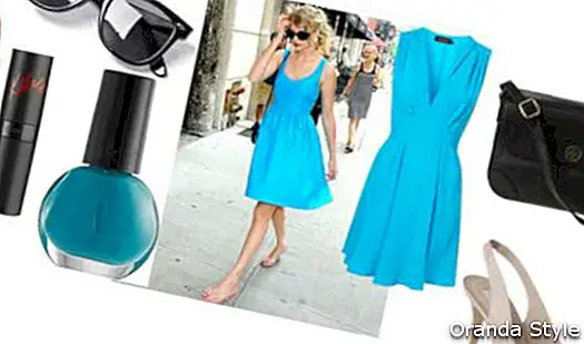 Tyrkysové šaty Taylor Swift Kombinace oblečení