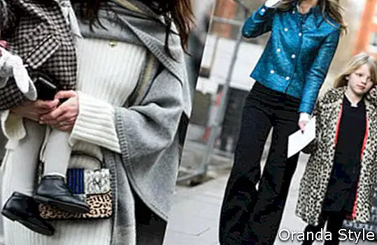 Londonas modes nedēļas Street Style mātes meitas kolāža