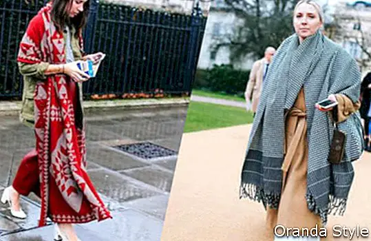 Londen Fashion Week Street Style Deken Grootte Sjaals Collage