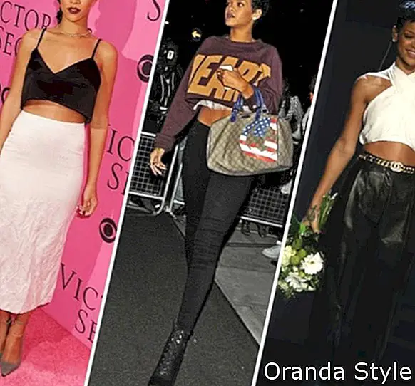 Rihanna-trägt-Crop-Top-Collage