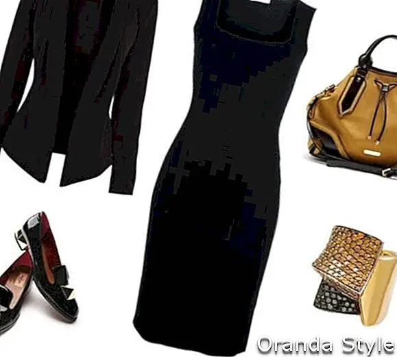 Schwarzes Kleid Outfit Kombination