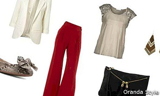 Rote Hose mit weitem Bein und Outfit-Kombination