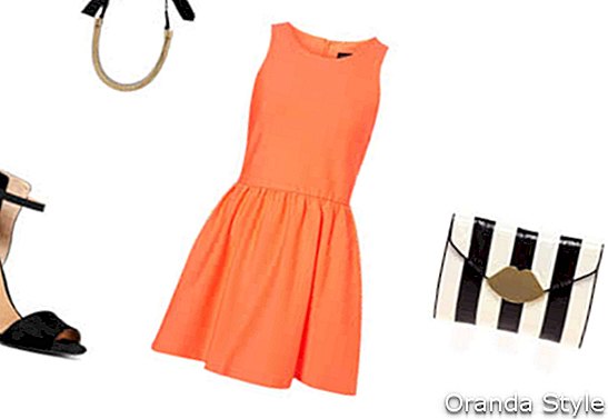 combinação de roupa de vestido laranja neon