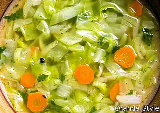 Talíř zelné polévky s celerem