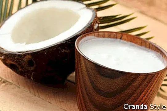kokosovo in kokosovo mleko s palmovo vejo