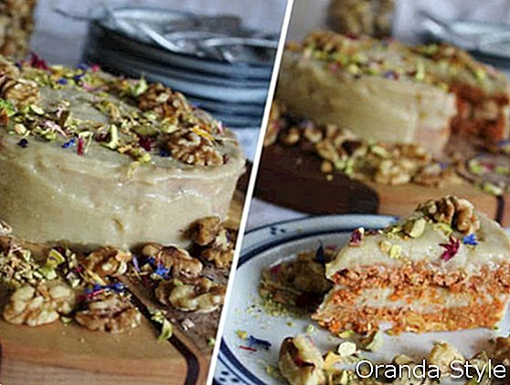 Torta od mrkve s glazurom od indijskog krema, pistacija i oraha