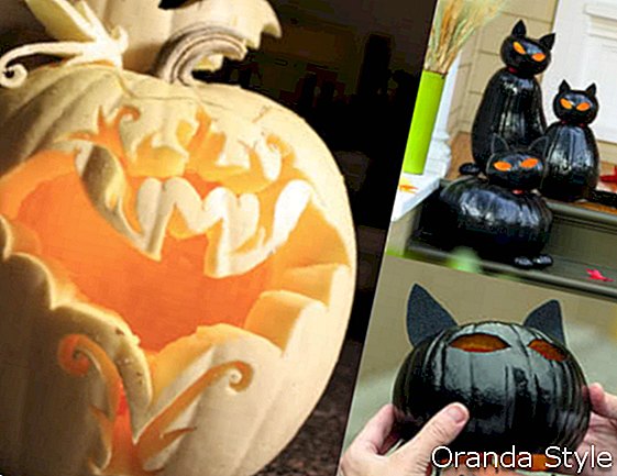 Tallados de calabaza de murciélagos y gatos para Halloween