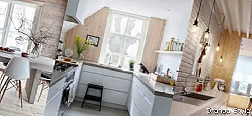 Skandinaviškos interjero dizaino virtuvės