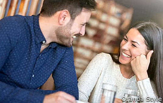 Диван љубавни пар који сједи у кафићу и ужива у кафи и разговору
