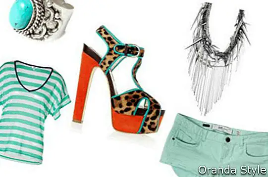 Beach Party Oufit Combination con Brian Atwood Brigitte Calf Hair and Suede Platform Sandals