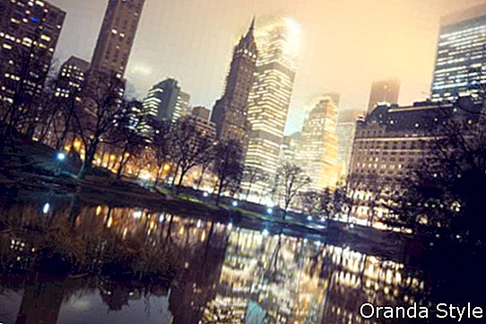 centrální park a panorama new Yorku v mlze