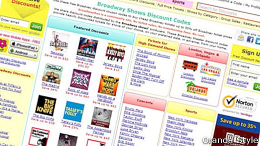 „Broadwaybox“ svetainės ekrano kopija