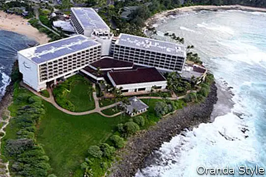Pemandangan udara keindahan pantai di pantai utara Oahu